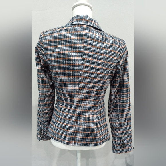 Merona Blue and Orange Checkered Blazer - Picture 3 of 6
